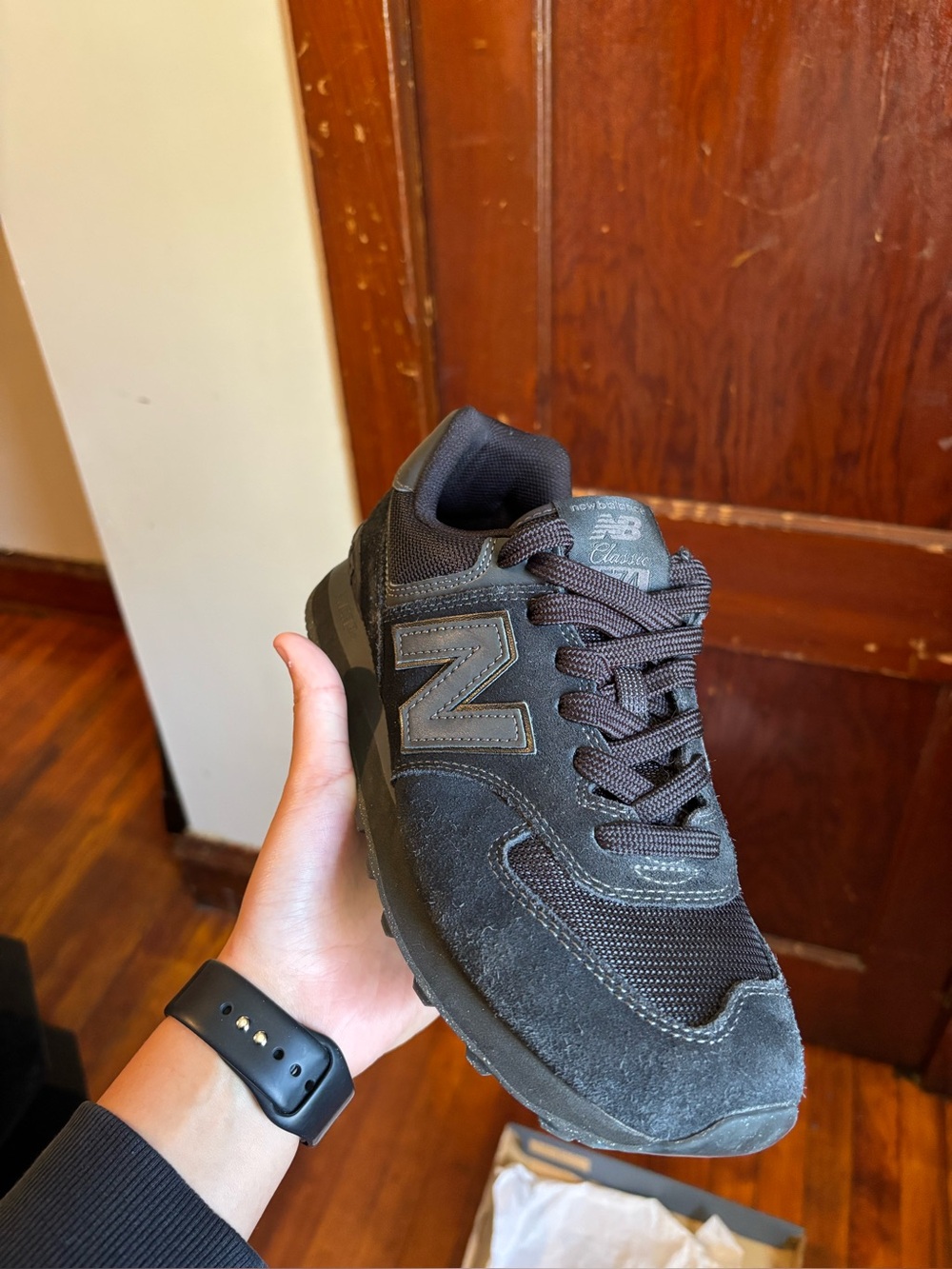 New Balance Men's Black Suede & Mesh Sneaker